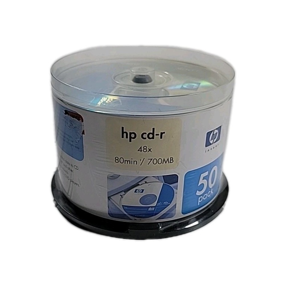 HP Blank CD-R 48X 700MB 80 minute CD's (Sealed) 50 Disc/Pack       Bundle & Save